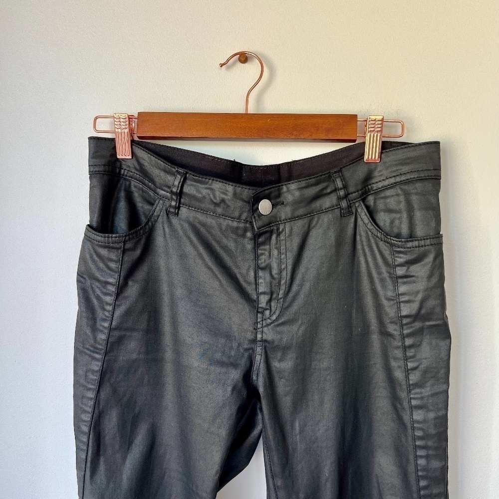 Barbour Frida Black Streak‎ Coated Jean Motorcycle Style Pants - Size US 8 - Picture 3 of 11